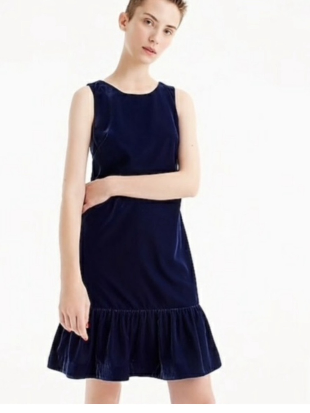 NWT J. CREW Blue Ruffle Hem Velvet Dress 0 Whimsigoth